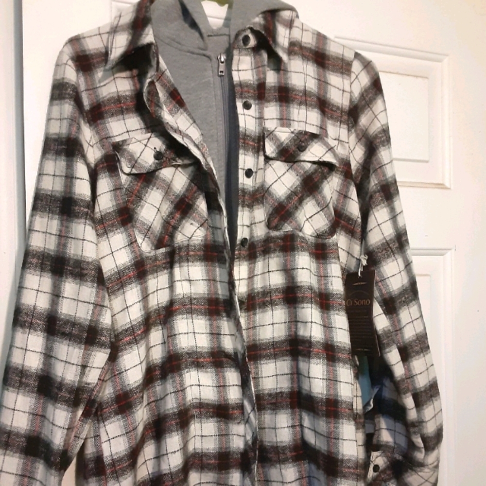 NWT hooded plaid shirt